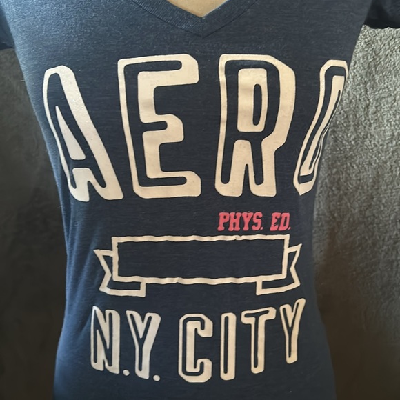 ❤️‍🔥5/20$ AEROPOSTALE💫 Women’s Blue Logo V- Neck Short Sleeve Shirt - Picture 4 of 8